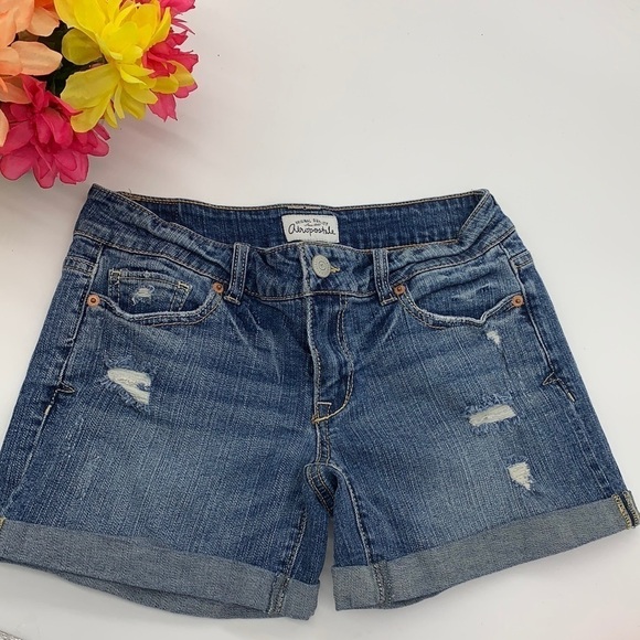 Aeropostale Distressed Jean Shorts - Sz 3/4 - Picture 1 of 5